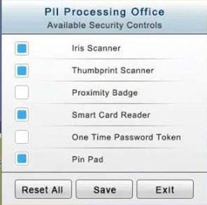 Iris Scanner

‘Thumbprint Scanner

Proximity Badge

‘Smart Card Reader

One Time Password Token

Pin Pas