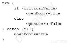 try {
if (criticalvalue)
openDoors=true
else
OpenDoors=false
} catch (e) {
OpenDoors=true