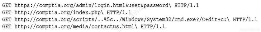 GET https://comptia.org/admin/login.html&usergpassword\ HTTP/1.1

GET http://comptia.org/index.php\ HTTP/1.1

GET http://comptia.org/scripts/..%5c../Windows/System32/cmd.exe?/Ct+dirt+c:\ HTTP/1.1
GET http://comptia.org/media/contactus.html\ HTTP/1.1