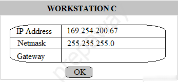 WORKSTATION C

“WPaAduew ) 16925420067
TP Address _| 169.254.200.67
‘Netmask 255.255.255.0

Gateway