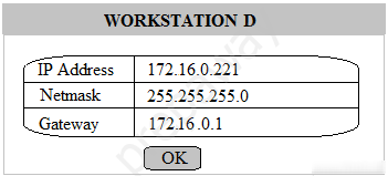 WORKSTATION D

“Padaew 117216001 0
TP Address_| 172.16.0.221
‘Netmask 255.255.255.0

Gateway 172.16.0.1