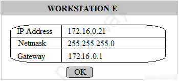 WORKSTATION E

“PaAdaew 117216021
TP Address_| 172.16.0.21
‘Netmask 255.255.255.0

Gateway 172.16.0.1