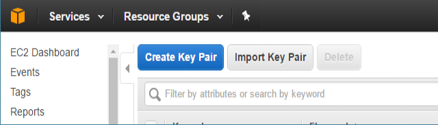 Services v Resource Groups v

EC2 Dashboard Import Key Pair
Events
Tags Q

Reports