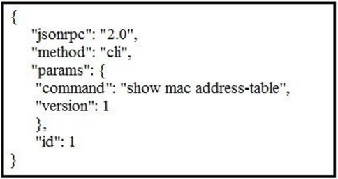 "jsonrpe": "2.0",
"method": "cli",

: "show mac address-table",