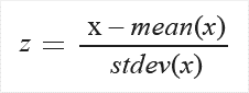 X — mean(x)
stdev(x)