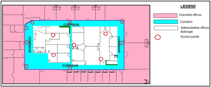 LEGEND

Executive offices

HEE ooniors

Administrative offices|
&storage

oO Access points