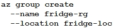 az group create
--name fridge-rg
-location fridge-loc