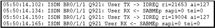 ISDN BRO/1/1 Q921: User TX -> IDREQ ri=21653 ai=127
ISDN BRO/1/1 Q921: User RX <- SABMEp sapi=0 te:

ISDN BRO/1/1 Q921: User TX -> IDREQ ri=19004 a:
ISDN BRO/1/1 Q921 User RX <- SABMEp sap tei=0