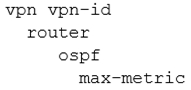 vpn vpn-id
router
ospf
max-metric