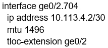 interface ge0/2.704
ip address 10.113.4.2/30
mtu 1496
tloc-extension ge0/2