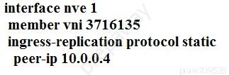 interface nve 1

member vni 3716135

ingress-replication protocol static
peer-ip 10.0.0.4