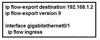 ip flow-export destination 192.168.1.2
ip flow-export version 9

interface gigabitethernet0/1
ip flow ingress