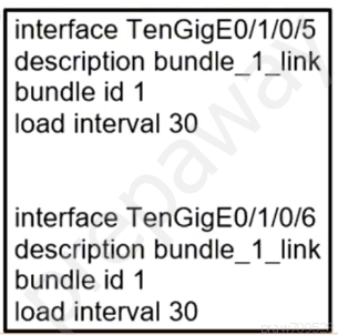 interface TenGigE0/1/0/5

description bundle_1_link
bundle id 1

load interval 30

interface TenGigE0/1/0/6
description bundle_1_link
bundle id 1

load interval 30