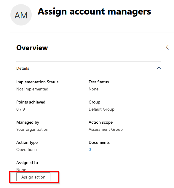 am Assign account managers

Overview

Details

Implementation Status

Not Implemented

Points achieved
0/9

Managed by

Your organization

Action type

Operational

Assigned to
None

Test Status

None

Group
Default Group

Action scope

Assessment Group

Documents
0