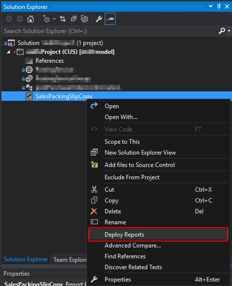 @ o-Sap s\-
Search Solution Explorer (Ctri+:)
fg] Solution ‘ssl (1 project)

4 f° ssillsProject (CUS) [amuirmodel]
(Sl References

open
Open With.»

‘Scope to This,
New Solution Explorer View

@
a

‘Add files to Source Control
Exclude From Project
[org

ctx
Cte
Det

Deploy Reports

‘Advanced Compare...
Find References
Discover Related Tests

Solution Explorer | Team Explore

Properties

nr

Alts Enter