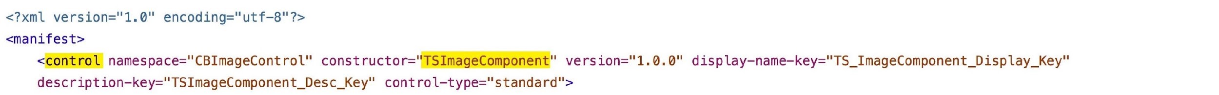 <?xml version="1.0" encoding="ut f-8" ?>

<manifest>
<€ontrol namespace="(BImageControl" constructor="TSimagecomponent" version="1.0.0" display-name—key="TS_ImageComponent_Display_Key"
description—key="TSImageComponent_Desc_Key" control-type="standard">